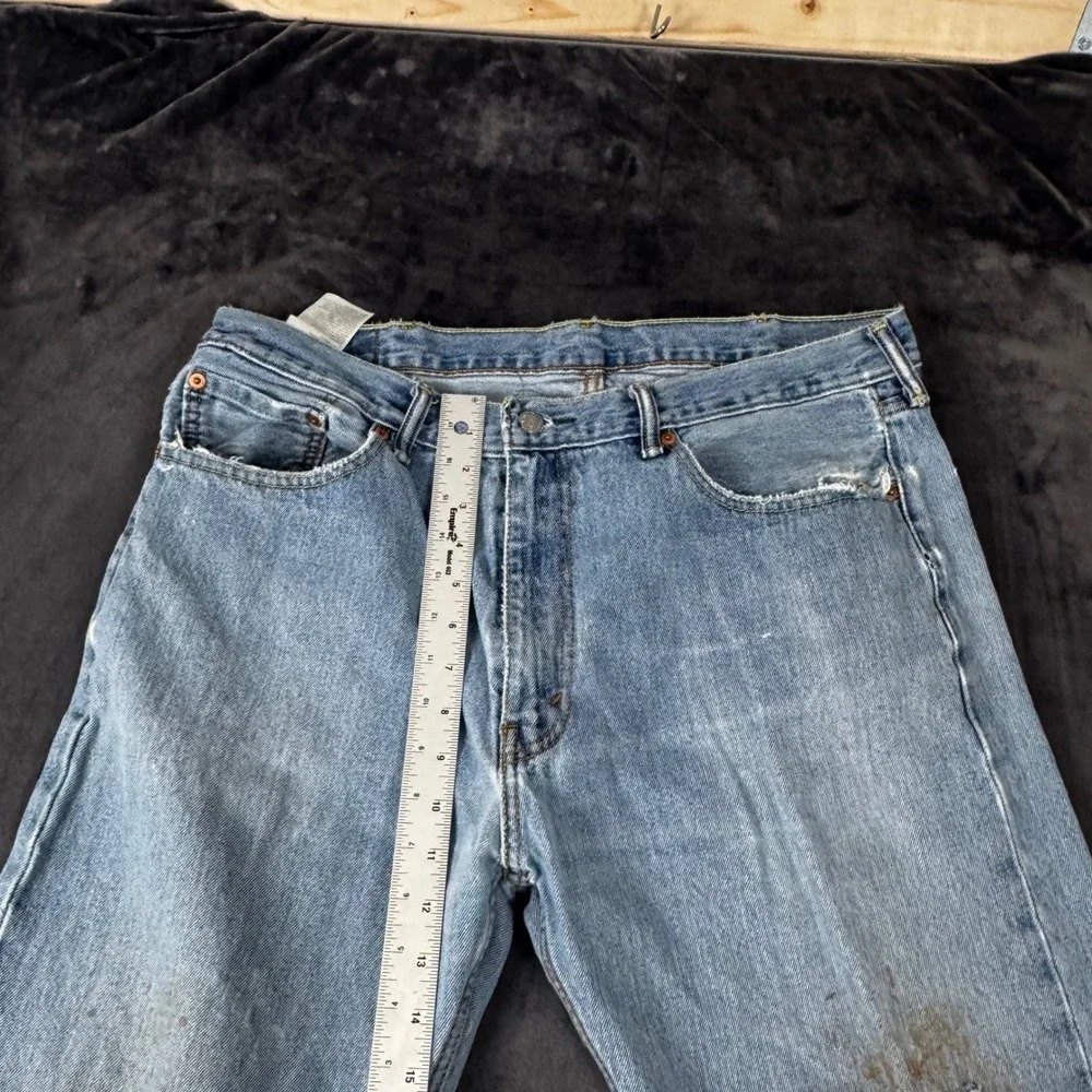 Levi 505 Regular Fit Jeans Mens 38x30 Light Wash Distressed Denim 00505-4891
